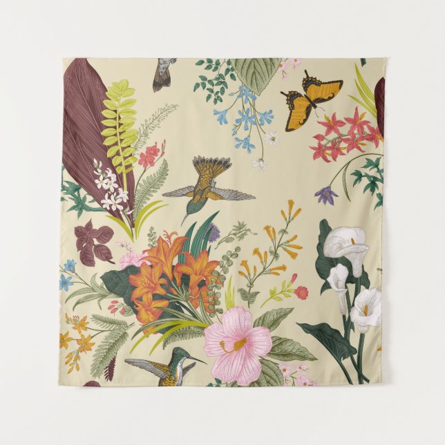 Tropical Vintage Floral Tapeçaria (Frente)
