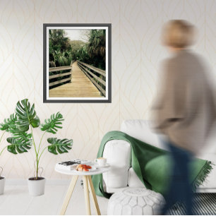 Tropical Walk Pier Palm Trees Poster