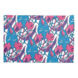 Tropical Wild Flowers Blue Pink Modern Exotic