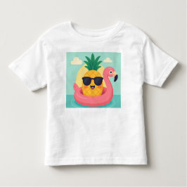 Tropicool-Pineapple Flamingo Float Summer T-Shirt