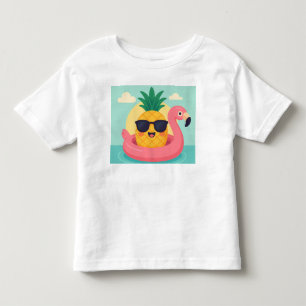 Tropicool-Pineapple Flamingo Float Summer T-Shirt