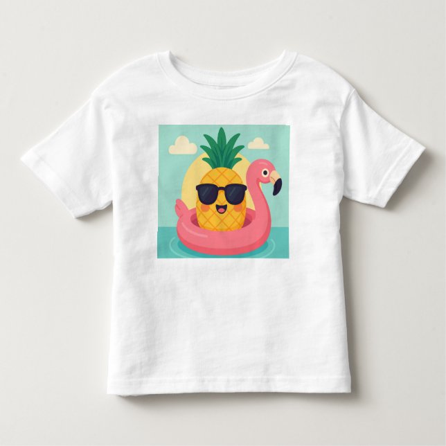 Tropicool-Pineapple Flamingo Float Summer T-Shirt (Frente)