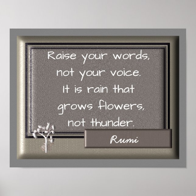 Trovão e Chuva - Citação Rumi - impressão de Arte (Frente)