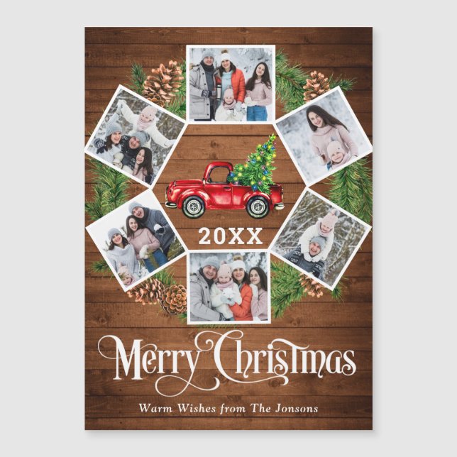 Truck 6 PHOTO Holiday Magnetic Card Boho (Frente)