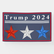 Trump 2024 Banner vermelho, branco e azul de vinil