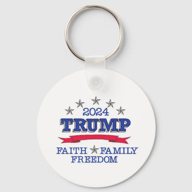 Trump 2024 Faith Family Freedom Chaveiro (Frente)