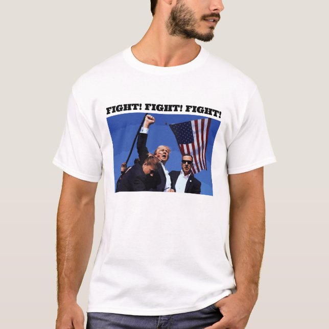 Trump Fight! T-shirt de capa curta, de uso masculi (Frente)
