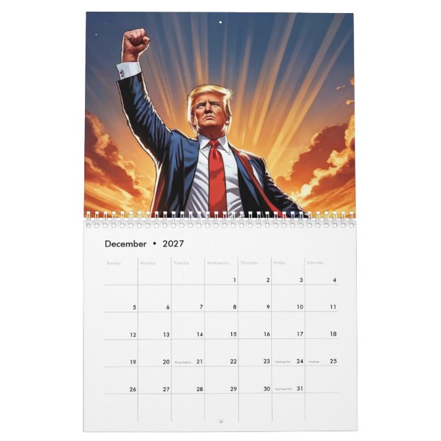 Trump o calendário americano de super-heróis" (Dez 2027)