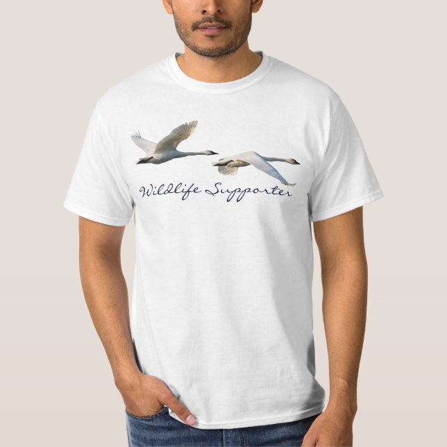 Trumpeter Voador Swans Wildlife Supporter T-Shirt (Frente)