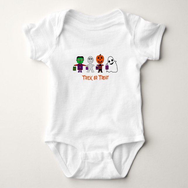 Truque de Dia das Bruxas ou Tratadores T-Shirt Beb (Frente)