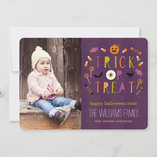 Truque Ou Tratar Cartão com fotos De Halloween (Frente)