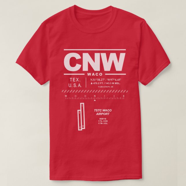 TSTC Waco Aeroporto CNW T-Shirt (Frente do Design)