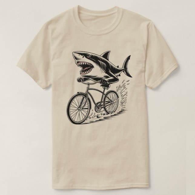 Tubarão Andando de Bicicleta• Camiseta de Ataque d (Frente do Design)