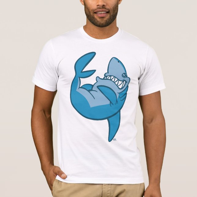 Tubarão dos desenhos animados que rola o t-shirt (Frente)
