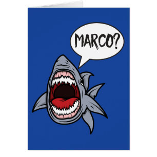 Tubarão que joga o cartão engraçado de Marco Po