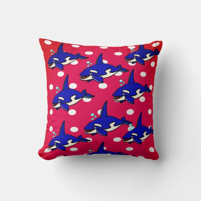 Tubarões de Almofada Vermelho Azul (Frente)