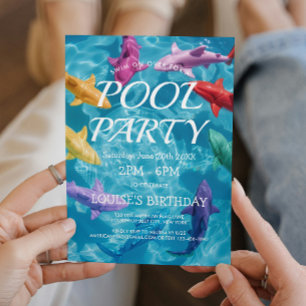 Tubarões de Balão I Convite para Festa na Piscina