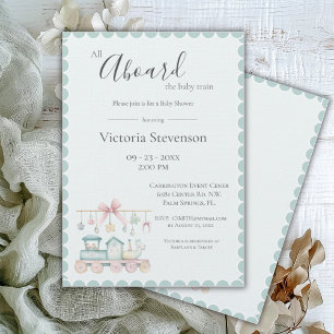 Tudo a bordo do Chá de fraldas do Comboio Bebê