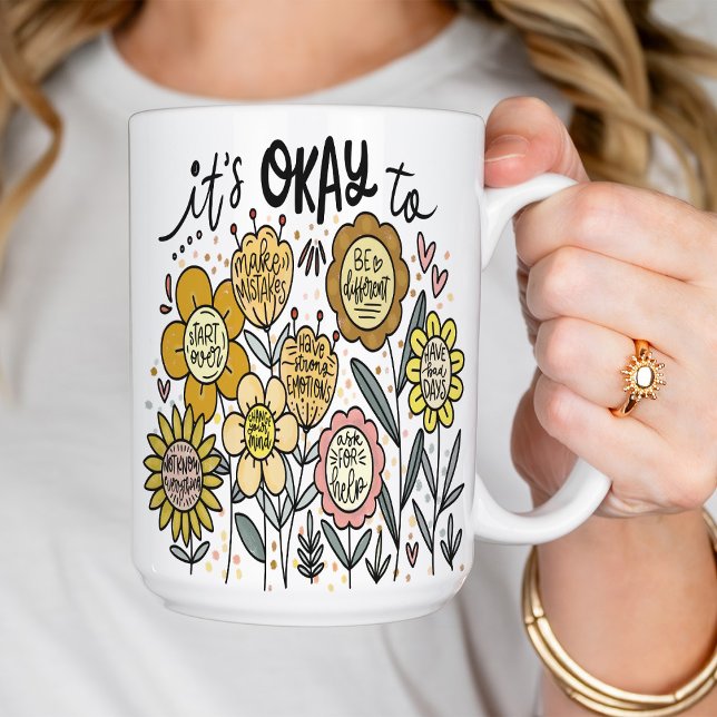 Tudo Bem Floral Boho Caneca de Café (Criador carregado)