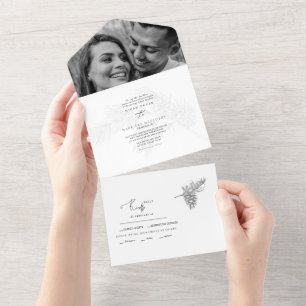 Tudo Em Convite De Casamento De Inverno Com Folhag