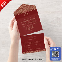 Tudo em um casamento de cadarço Dourado vermelho r