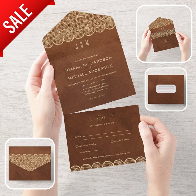 Tudo em um casamento Dourado com RSVP (Criador carregado)