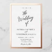 Tudo em Um Casamento Preto Caligrafia Rosa Dourado