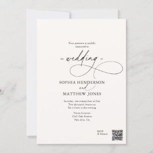 Tudo Em Um Convite de Caligrafia para Casamento em