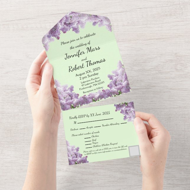 Tudo em um Convite de casamento (Aba destacável)