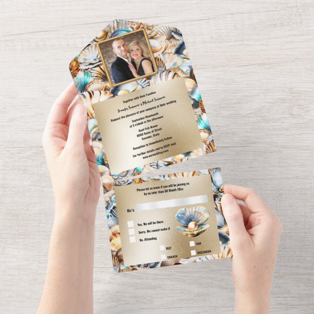 Tudo em um Convite de casamento (Aba destacável)