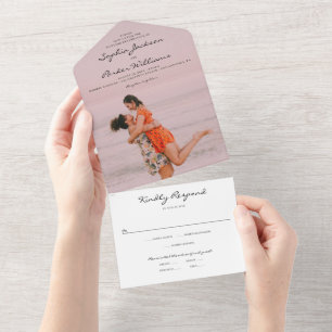 Tudo em um Convite de casamento de Script Moderno