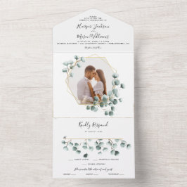 Tudo em um Convite de casamento Eucalyptus Greener