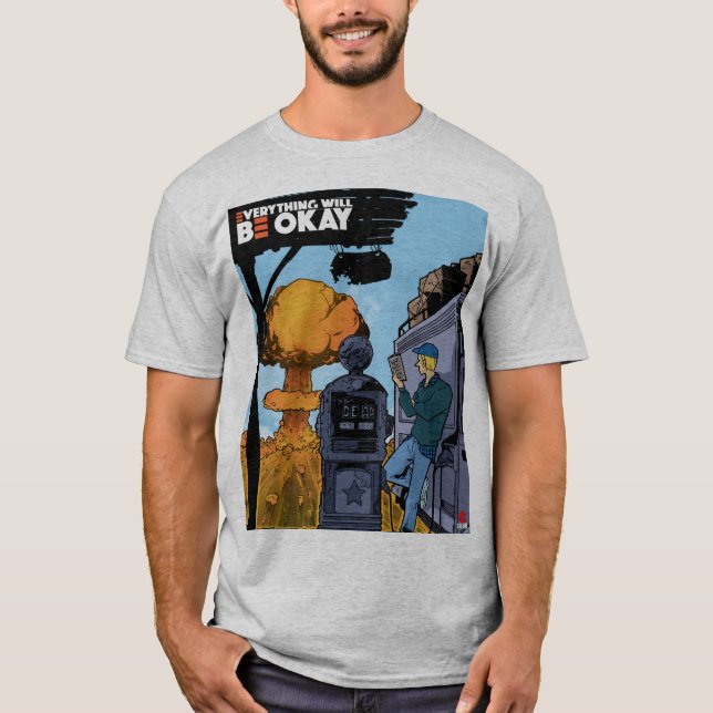 Tudo ficará bem, camiseta de cinza (Frente)