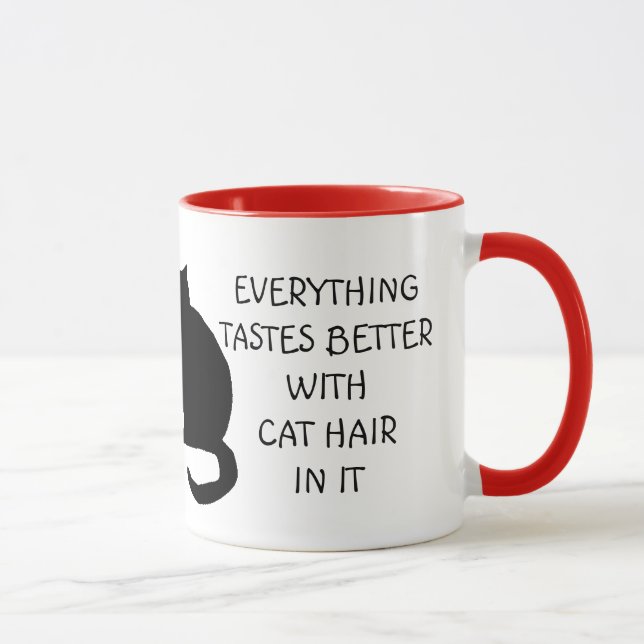 Tudo prova melhor com a caneca do cabelo do gato (Direita)