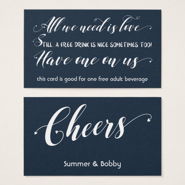 Tudo que precisamos é amor, Tíquete de Bebida Livr (Frente & Verso)