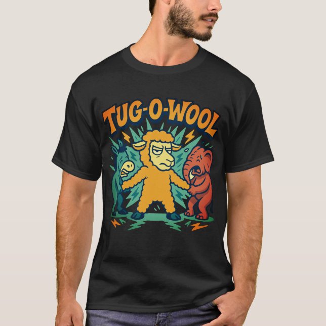 Tug-O-Wool Camiseta Política De Ovelha Engraçada (Frente)