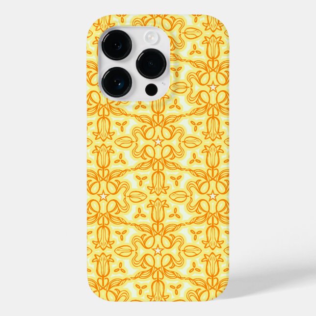 Tulip floral damask laranja case (Verso)
