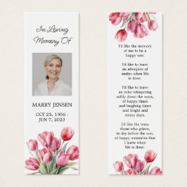 Tulip Floral Photo Funeral Memorial Bookmark