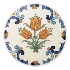 Tulip Flower Mediterranean Blue Orange Cream