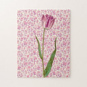 Tulip Rosa Estilo de Vintagem Quebra-cabeça