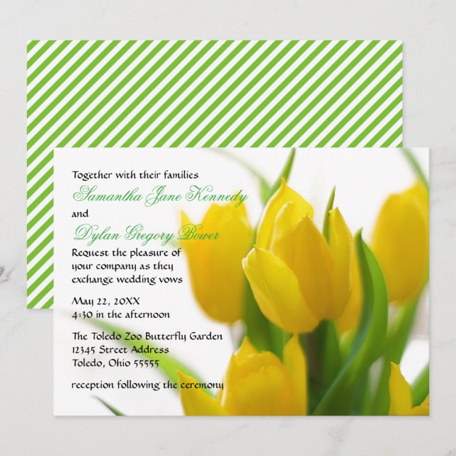 Tulipa Amarela - Convite de Casamento (Frente/Verso)