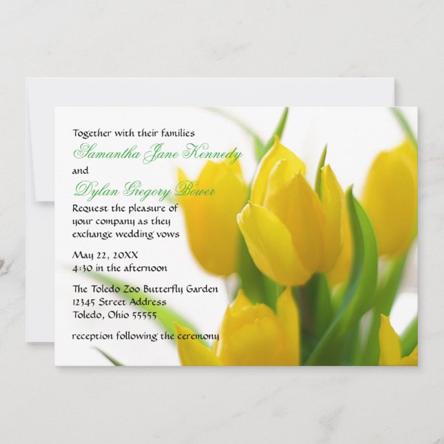 Tulipa Amarela - Convite de Casamento (Frente)