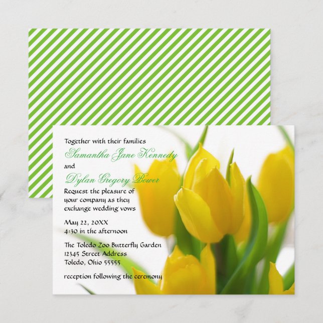 Tulipa Amarela - Convite de Casamento 3x5 (Frente/Verso)