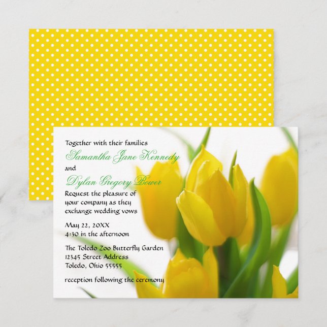 Tulipa Amarela - Convite de Casamento 3x5 (Frente/Verso)