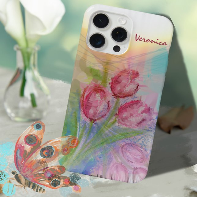 Tulipa Cor-de-Água Rosa (Watercolor Pink Tulip iPhone Case)