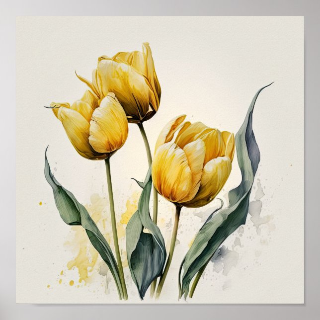 Tulipas Amarelas Impressão (Frente)