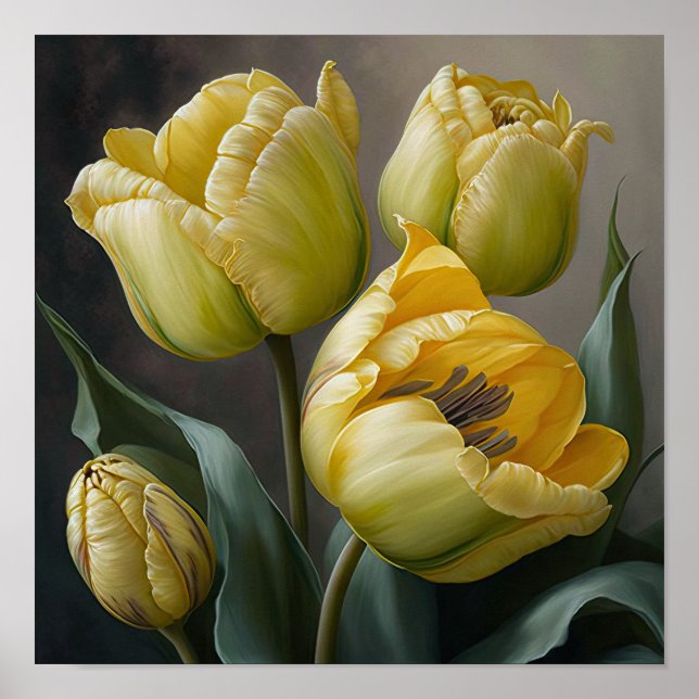Tulipas Amarelas Impressão (Frente)