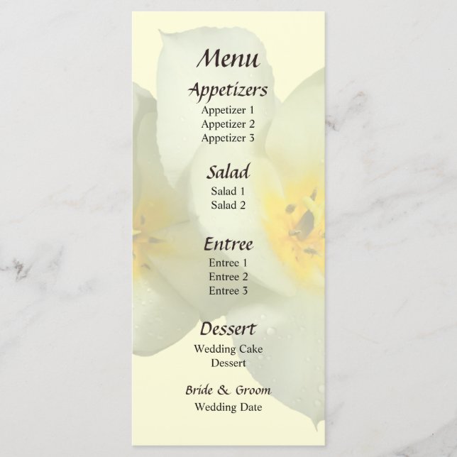 Tulipas Amarelas Pálidas Após o Menu Casamento da  (Frente)