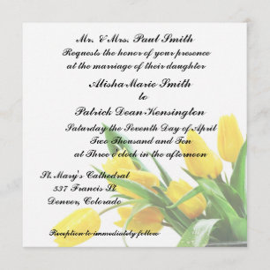 Tulipas amarelas que Wedding o anúncio do convite