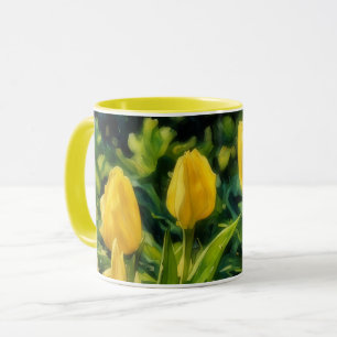 Tulipas Amarelas Xícara Flor Xícara De Arte Floral